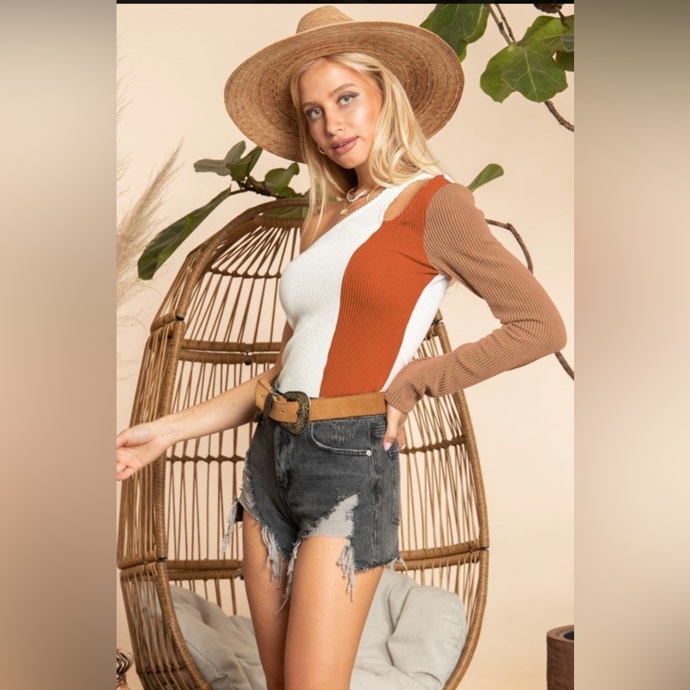 Blue buttercup one shoulder front cut out top